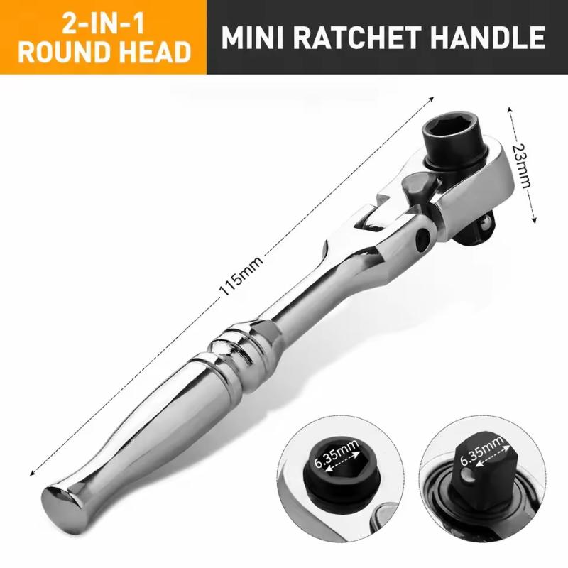 Ratchet Handle Chrome Vanadium Steel 2-In-1 Multi-Purpose Reversible Resilient Head Ratchet Wrench Drive Ratchet Handle