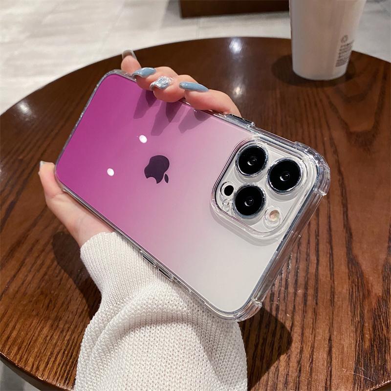 Transparent Gradient Rainbow Color Case For Iphone 13 12 11 Pro Max X Xr Xs Hard Acrylic Shockproof Crystal Cover Capa