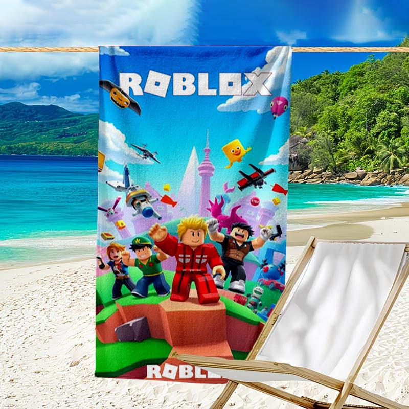 Ultra-Soft Beach Towel with Roblox Theme,Ideal for Pool - Camping, Diving - Perfect Travel Essential, Vibrant Beach Towel.