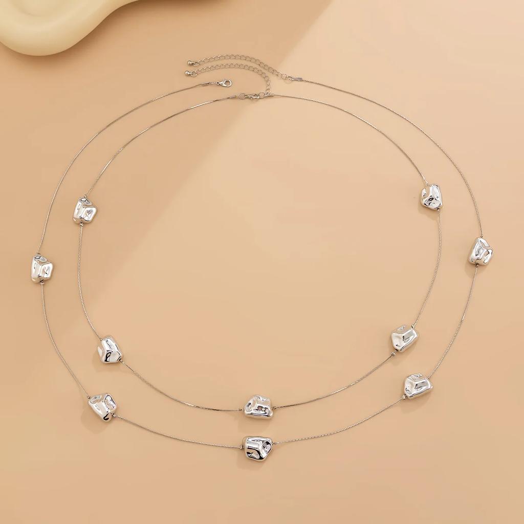Irregular Trendy Women's Stainless Steel Jewelry Neck Multi-layer Accessories for Girls 2 Piece Set Decoration Wholesale Fashion
