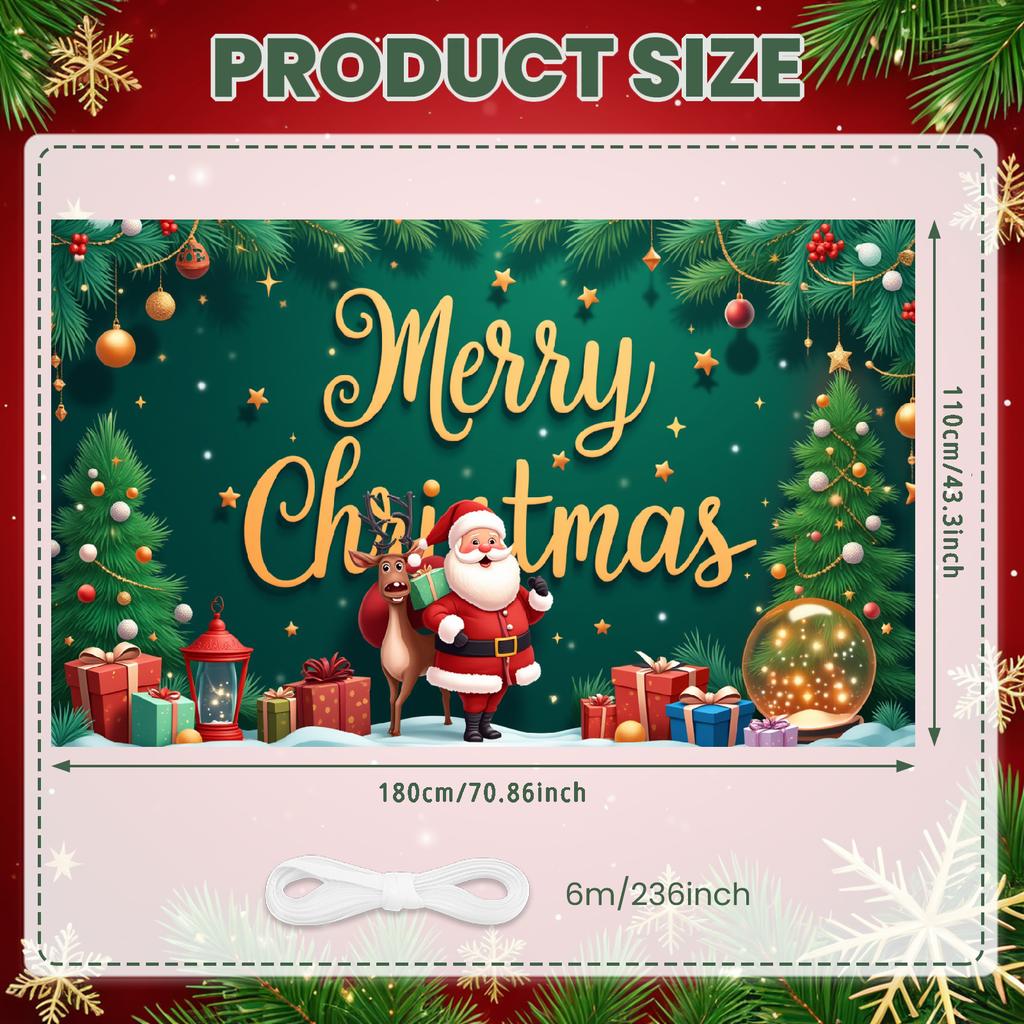Photo Prop Cozy Design Santa Claus Banner Festive Decor Colorful Lights Christmas Banner For Home Decoration Event Decor Indoor