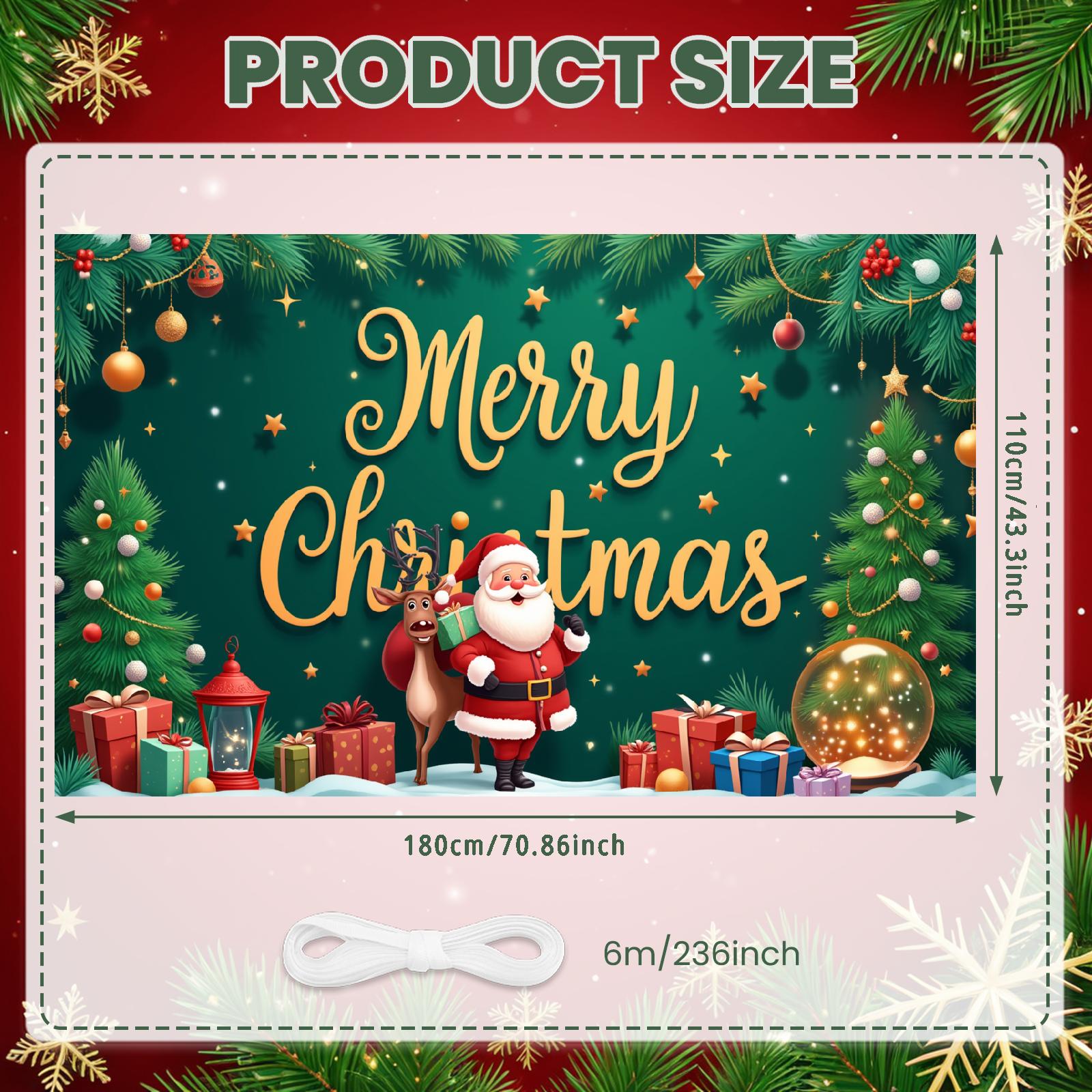 

Photo Prop Cozy Design Santa Claus Banner Festive Decor Colorful Lights Christmas Banner For Home Decoration Event Decor Indoor