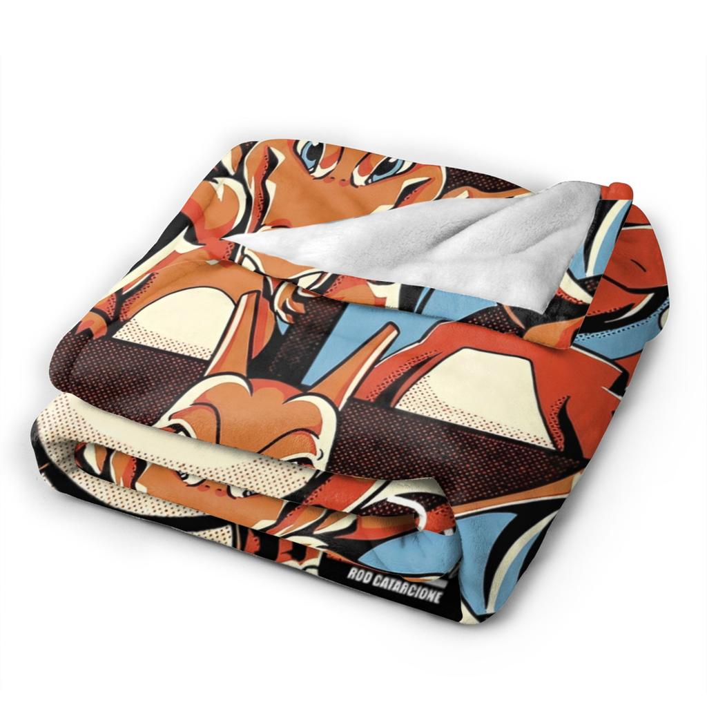 Pokemoned Coral Fleece Plush Throw Blankets Charmander Charmeleon Charizard Blanket for Bedding Couch Warm Plush Thin Quilt,