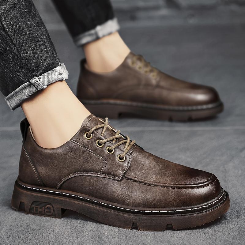 Leather shoes new spring casual derby dad business dress British style low top Martin boots