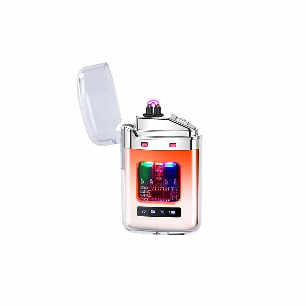 Transparent Gradient Electronic Pulse Windproof Double Arc Lighter Gift