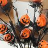 5pcs Halloween Ornament Black Scary Maple Leaf Pumpkin Branch