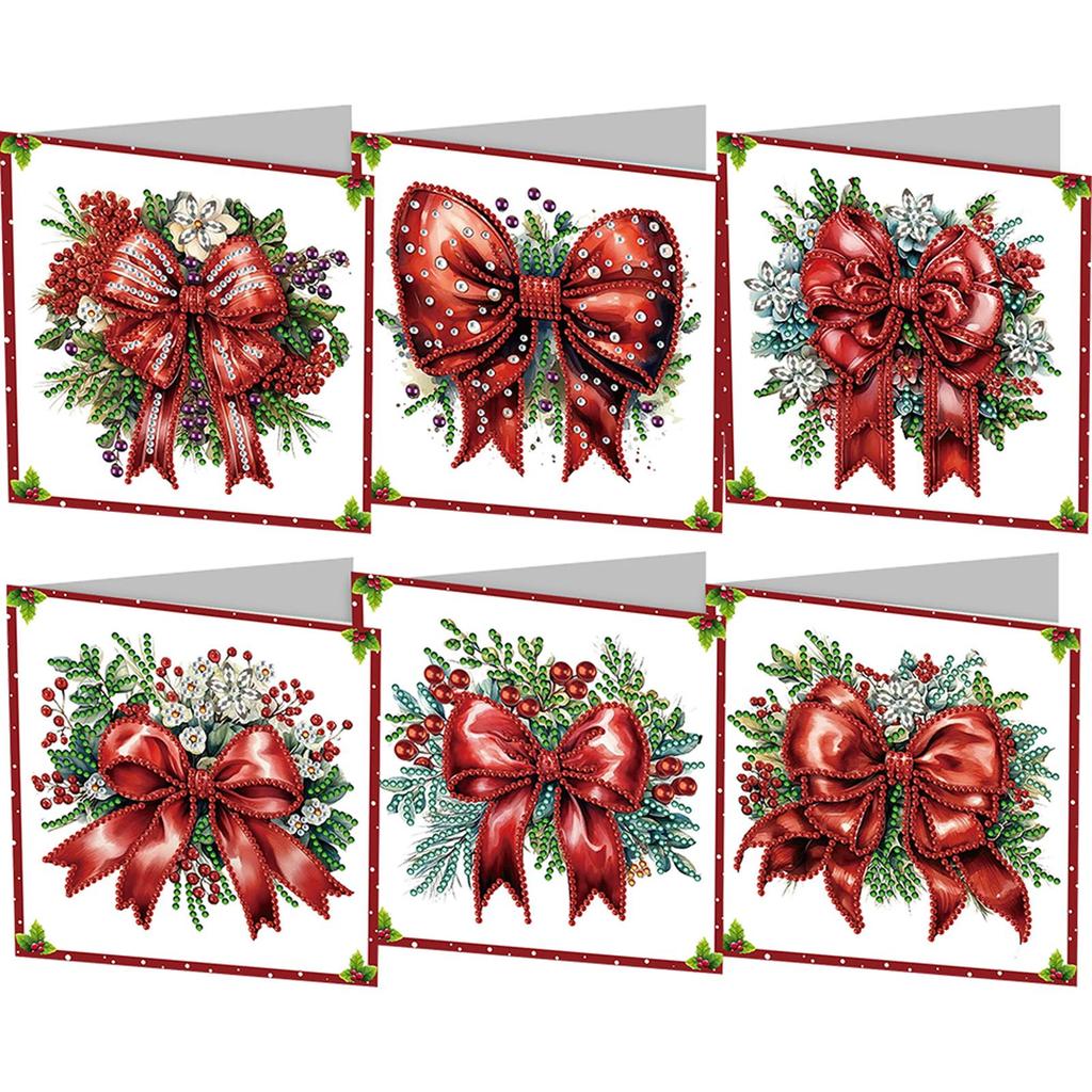 6Pcs Snowman Diamond Handmade Card Rhinestone Painting Card Kit Diamond Painting Greeting Card for Adults Holiday Friends Family