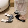 Bow-wrapped Head Half Slippers Women Summer Wear New Casual Slip-on Fashion Sequin Slippers