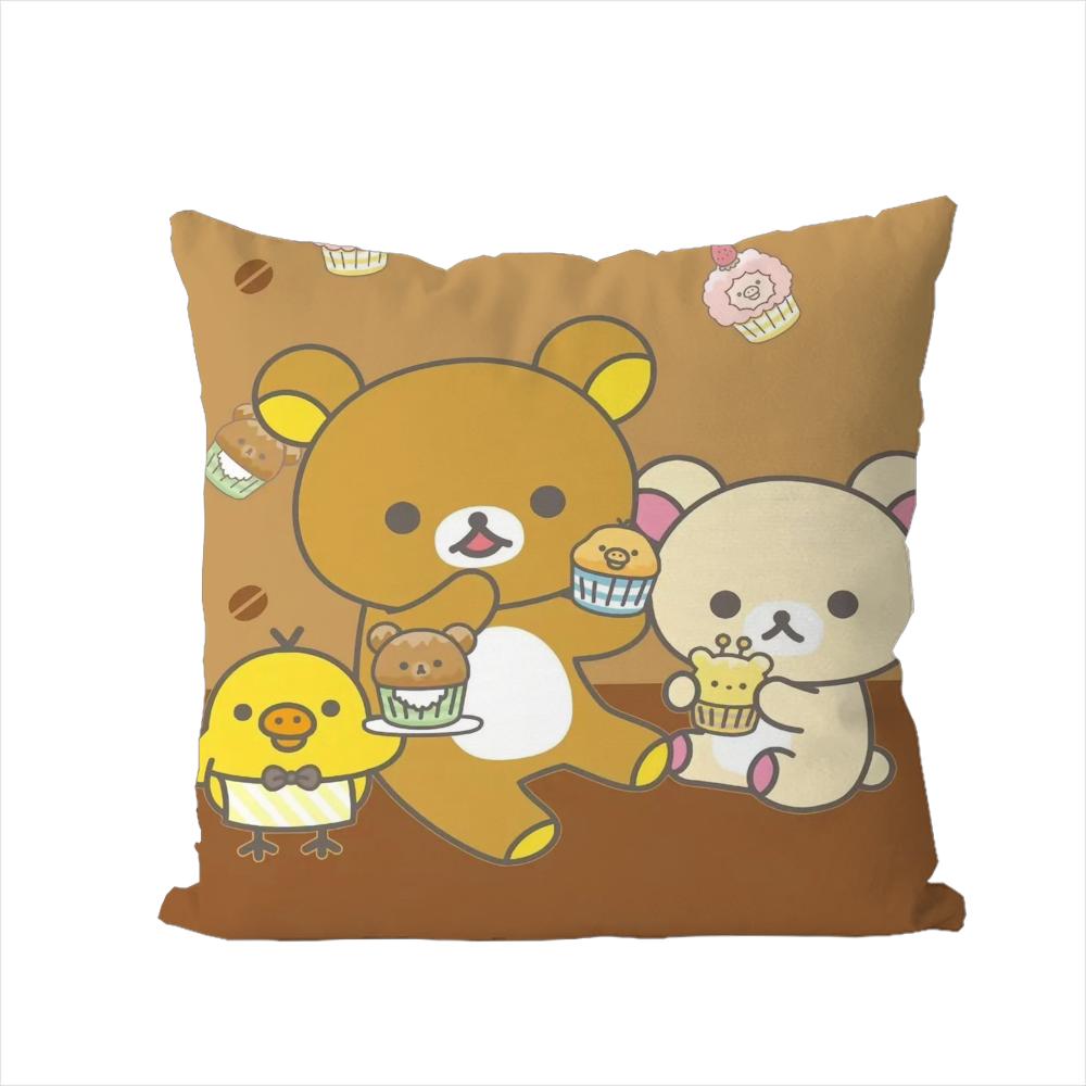 Милая Наволочка Rilakkuma Для Автомобиля Дивана Декоративная Домашняя Двусторонняя Печать Плюшевая Квадратная Подушка Декоративная Подушка Чехол 30x30cm