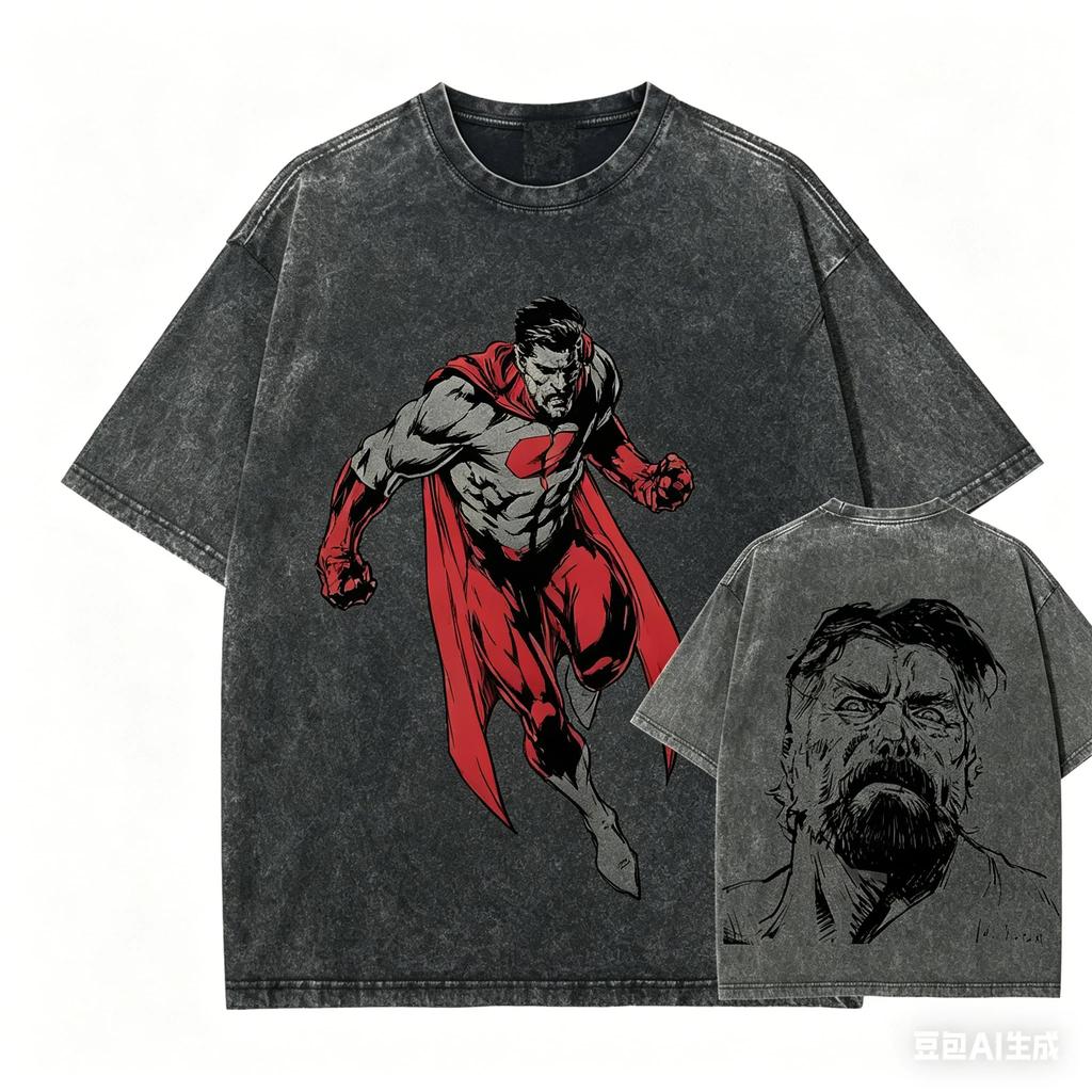 Invincible Anime Lover Washed T-shirt Year Round Clothing Personality Clothes Plus Size Unisex Streetwear High Quality Classic