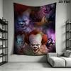 Creepy Clown Tapestry Spooky Room Tapestry Wallmounted Fashion Print Homestay Soft Decoration Tapestry Wall Decoration Home Decor