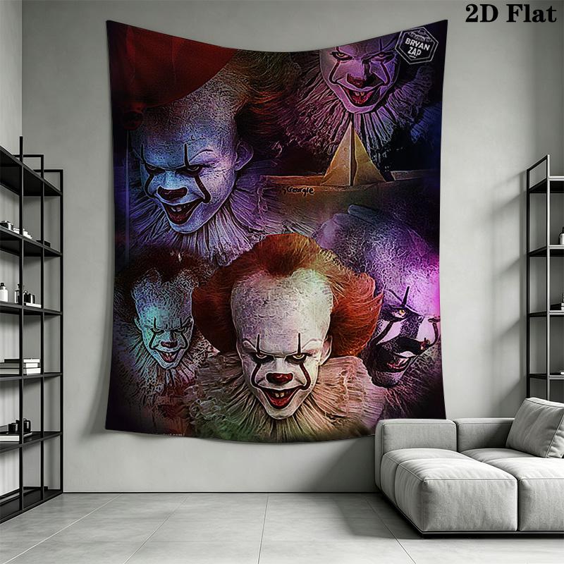 Creepy Clown Tapestry Spooky Room Tapestry Wallmounted Fashion Print Homestay Soft Decoration Tapestry Wall Decoration Home Decor