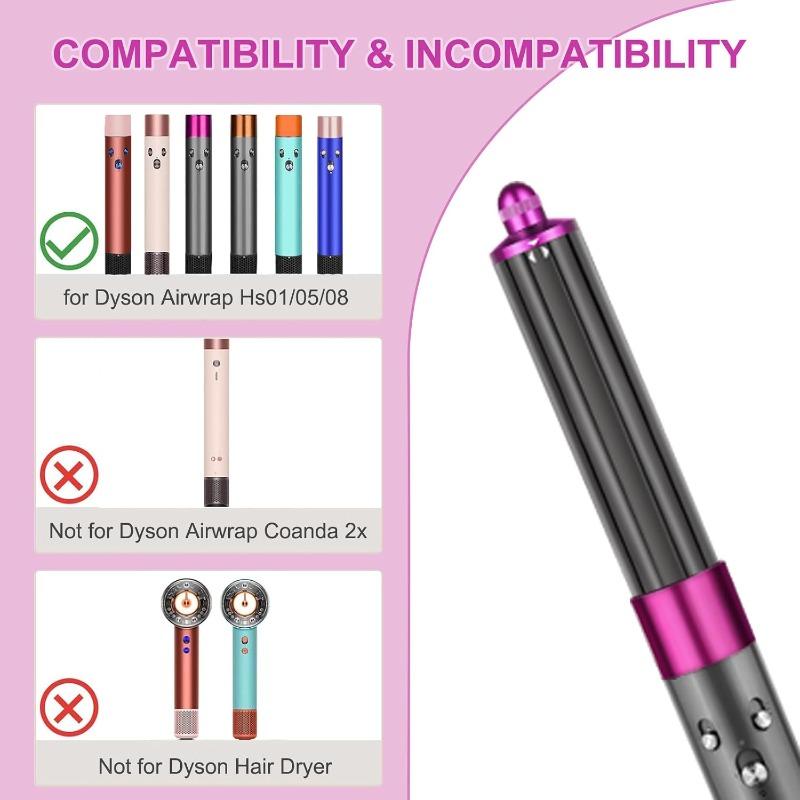 40mm/1.6" Hair Long Barrel Attachment for Dyson Airwrap HS01/05/08, Adjustable Bidirectional Auto-Wrap Curling, for Bouncy Curls or Waves, Rose