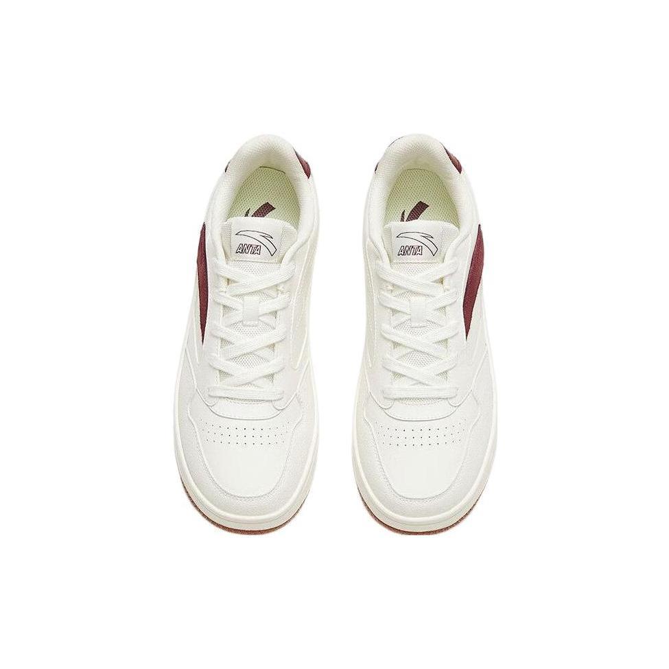 New Anta Life Collection 0 Sensitivity Anti Slip And Wear Resistant Lightweight Low Top Skateboard Shoes Men's White Red 912318060-4
