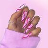 24Pcs Marble Gradient Gold Foil Long Coffin False Nails Full Cover Detachable Press On Nail Tips