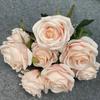 9 Heads Rose Bouquet Retro Style Realistic Design Simulated Flowers Multi Head Colorful Blooms Wedding Decoration