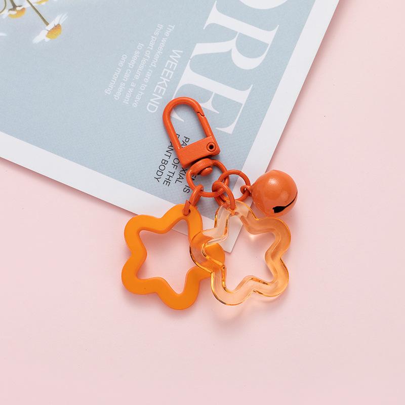 2pcs Korean Version of Ins Small Fresh Color Small Star Bell Keychain Candy Color Keyring Pendant Women Bag Keychain Accessories