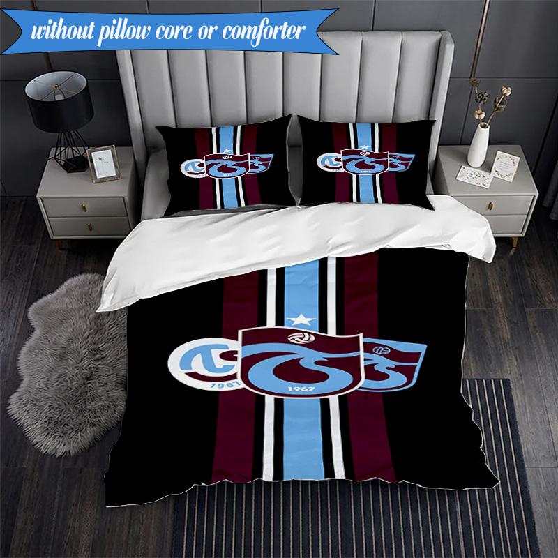 3PCS Trabzonspor Crest Emblem Bedding Set 2D Printing (Includes 1 Duvet Cover + 2 Pillowcases Coreless), Bedroom decor,Fan gift