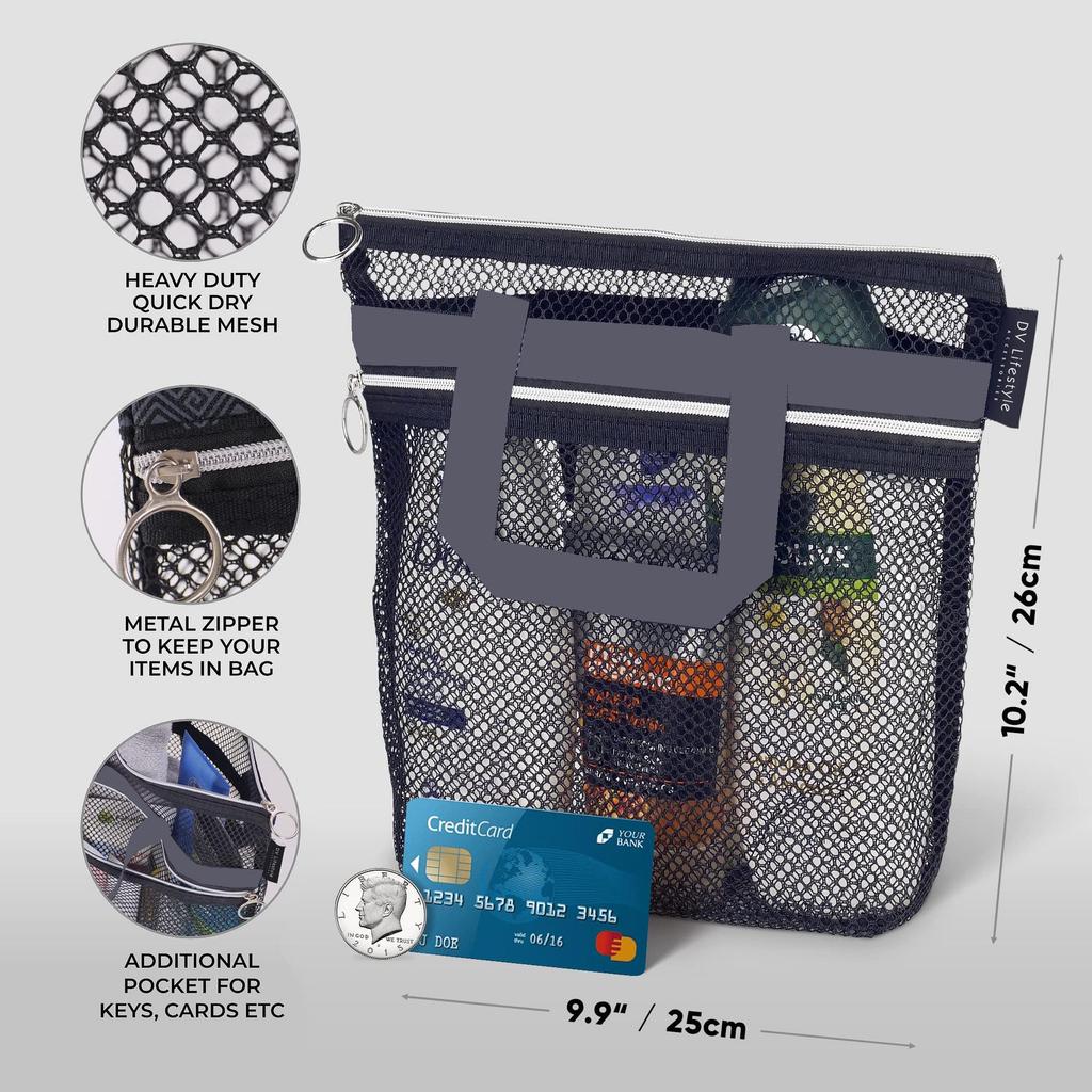 Transparent Portable Mesh Shower & Makeup Organizer Bag