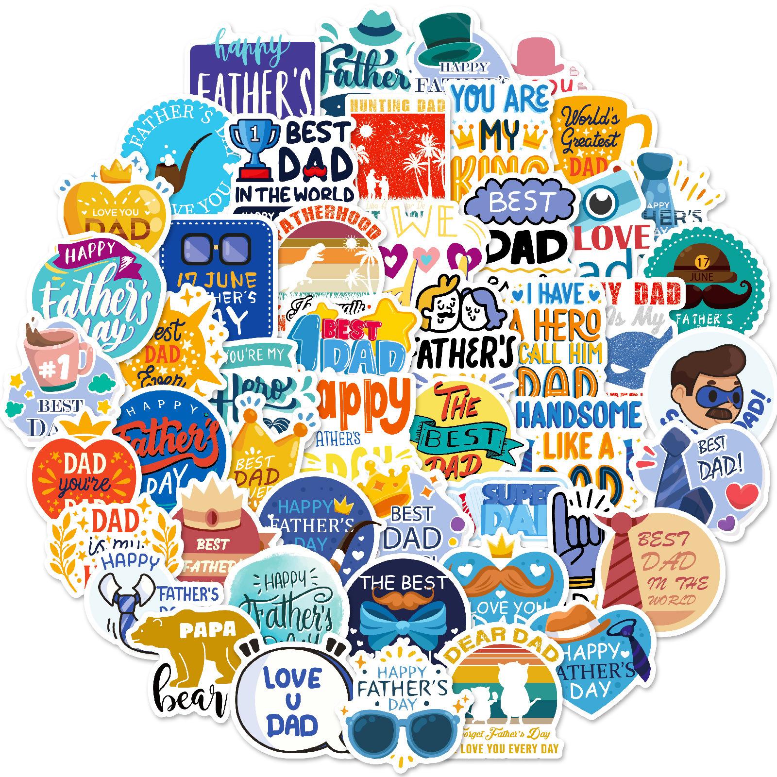 

50 Text Father s Day Stickers Creative Thanksgiving Father s Day Birthday Greeting Card Decoration Stickers