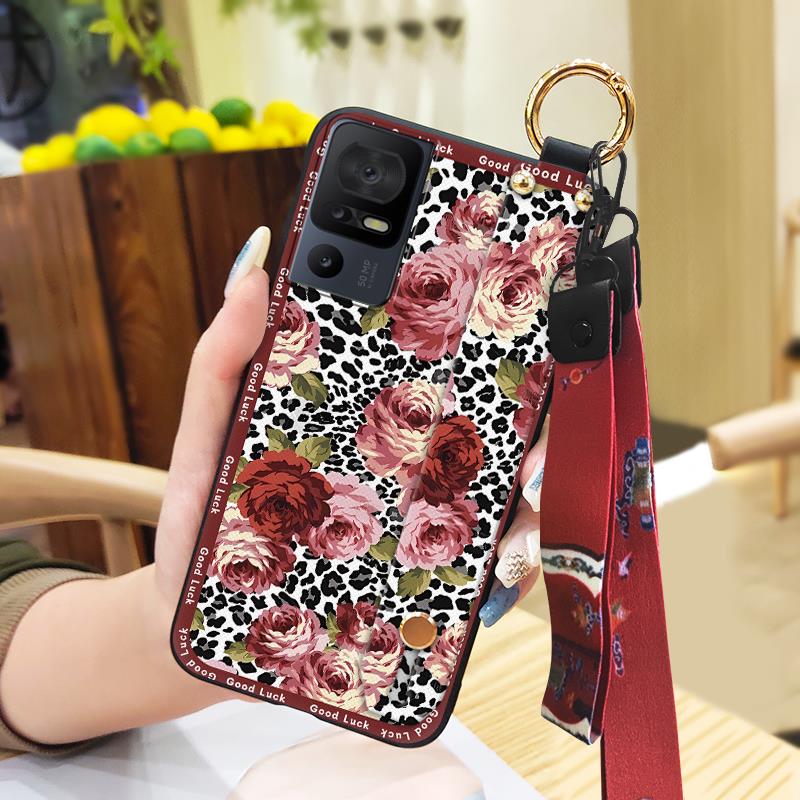 Durable Phone Holder Phone Case For TCL 40SE/T610K Silicone Dirt-resistant Wristband Chinese style Anti-knock Ring