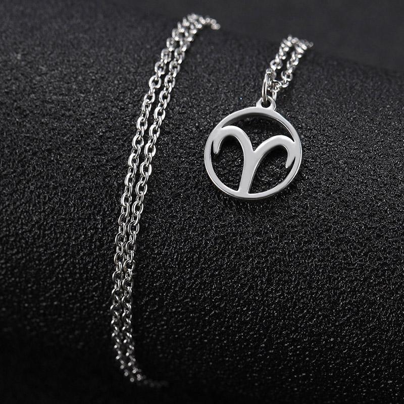 Teamer 12 Zodiac Stainless Steel Necklace Women Men Gemini Aries Libra Taurus Twelve Constellation Birthday Gifts Wholesale