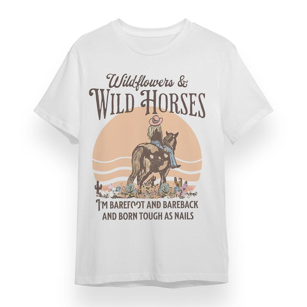Women's T-shirt With Wild West Spirit Graphic White 100% Cotton Plus Size Tee