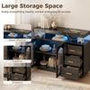 High Gloss Sideboard with LED Lights, Built-in Power Outlets, 3 Drawers, Shelves and 2 Acrylic Doors, Black