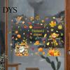 Holiday Party Supplies 4 Sheets Autumn Harvest Static Window Stickers, Maple Leaves Pumpkins Scarecrow Pickup Truck Reusable Glass Stickers