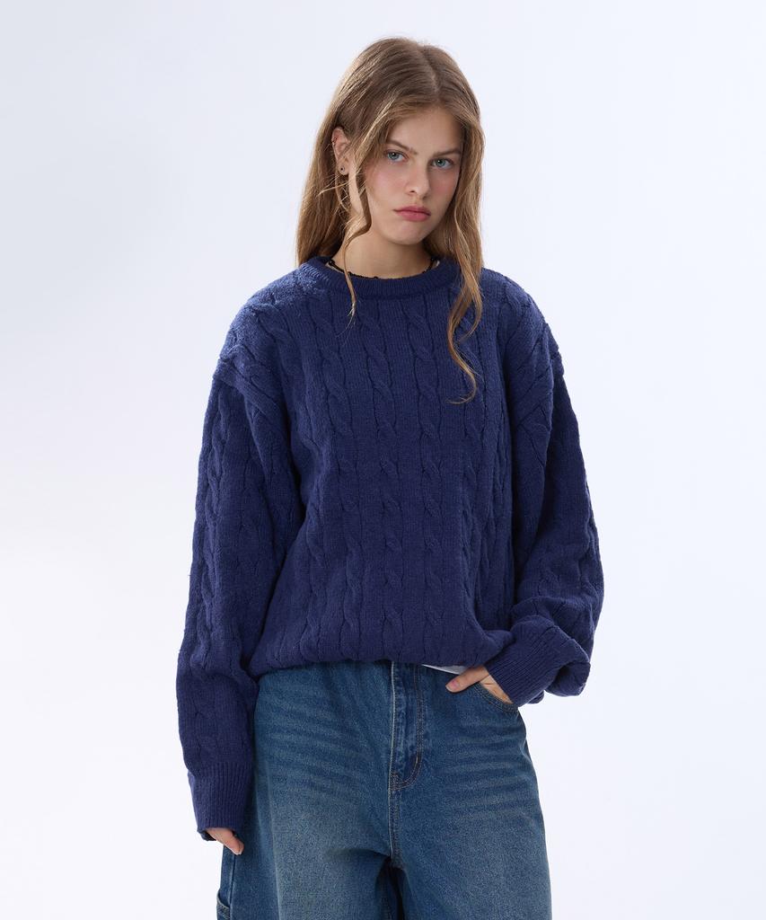Yosemiti Cable Knit Navy Ykm-105