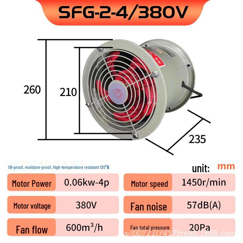Industriële Hogesnelheidsventilator: Hoge temperatuur, oliebestendige, axiale afzuigventilator (220V/380V)