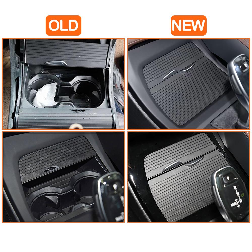 LHD RHD Car Center Console Drink Water Cup Holder Cover Trim Zipper Rolling Curtain For BMW X1 X2 F48 F49 F39 51169299529