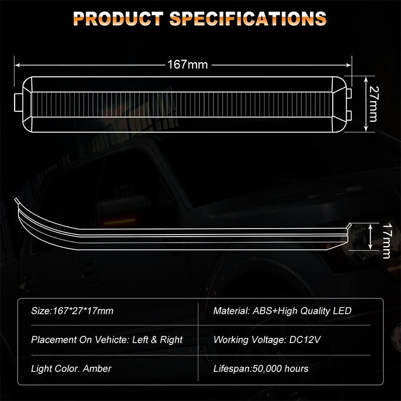 LED Dynamic Turn Signal Light Flowing Water Side Mirror Signal Blinker lamp for Ford F-150 Raptor 2010 2011 2012 2013 2014 12V