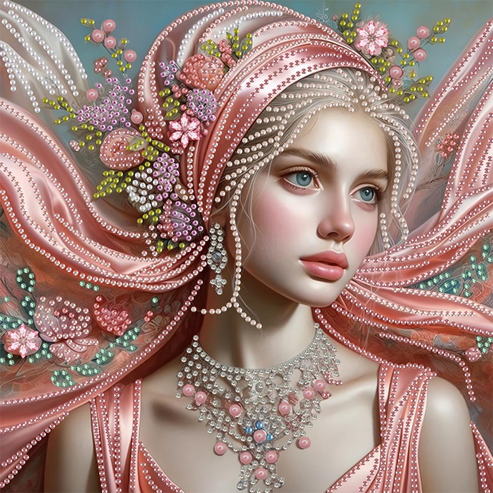 5D DIY Partial Special Shaped Drill Diamond Painting Kit Lady Decoration 30x30cm