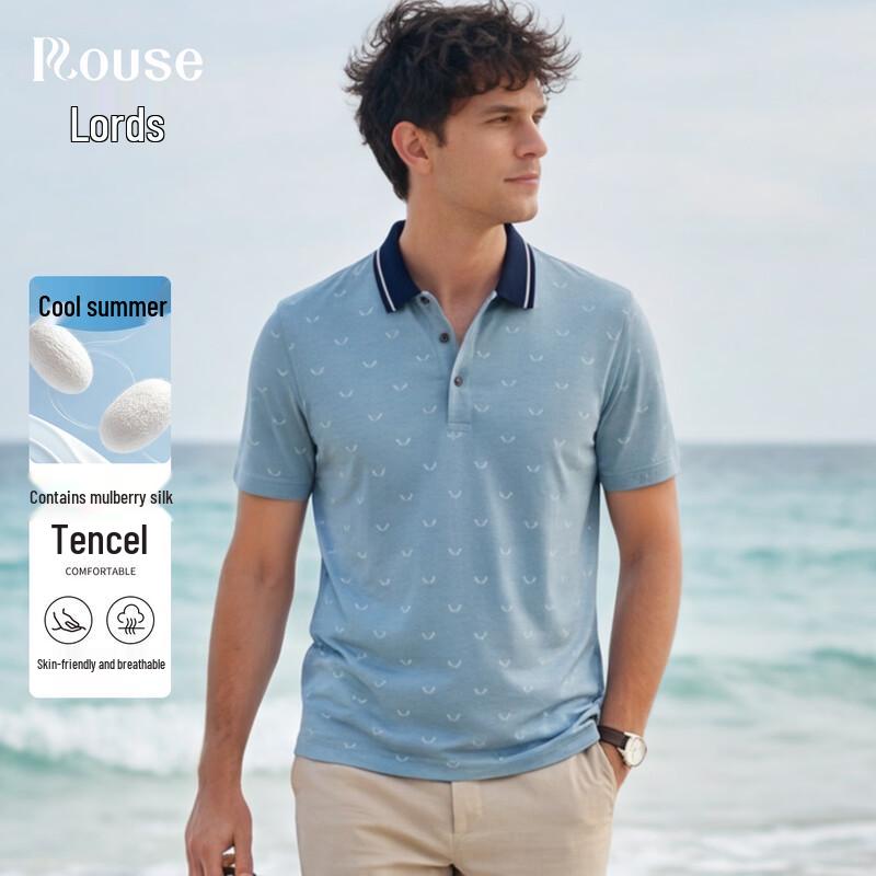 Luotz Men s Silk-Lyocell-Cotton Blend Cool-Touch Polo Shirt 48