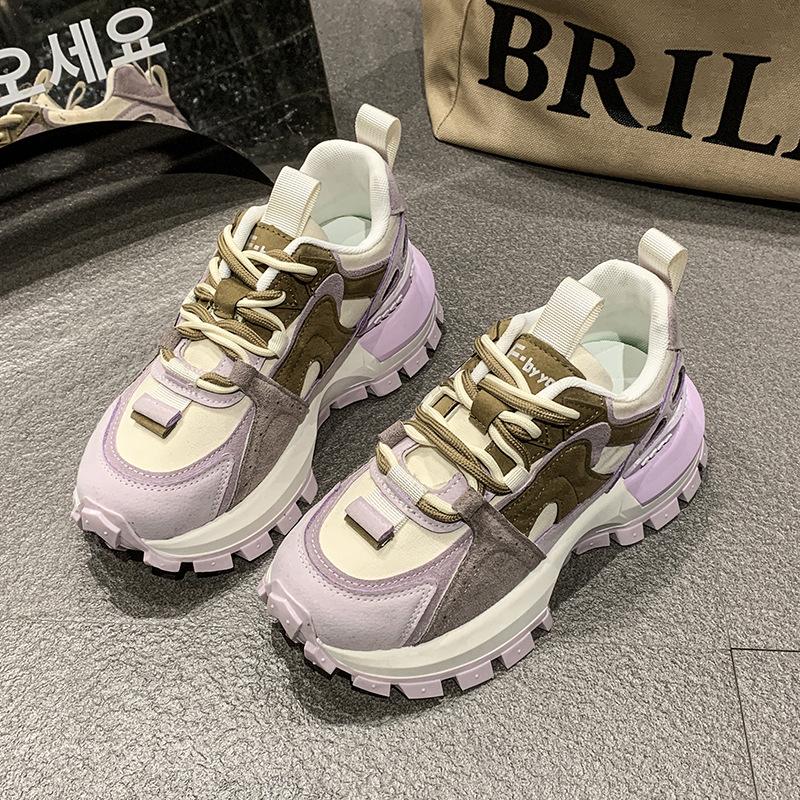 European products popular sports color matching dad shoes women's 2025 spring and autumn new models show feet small versatile casual Forrest Gump s