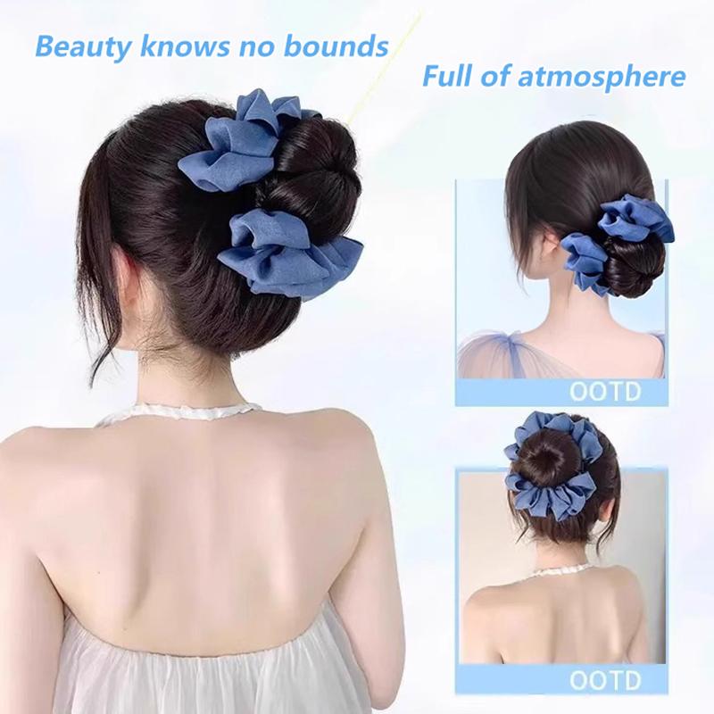 Synthetic Hair Bun Claw Clip With Hair Band Natural Wig Hair Clip Fluffy Brown Black Bun Head Wig Hair Accessories