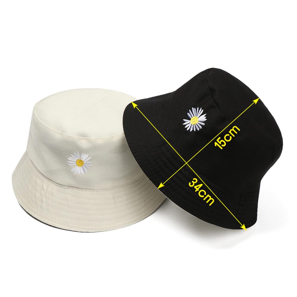 Women Men Casual Outdoor Sunscreen Sun Hat Double-Sided Bucket Hat Daisies Fisherman Cap Foldable