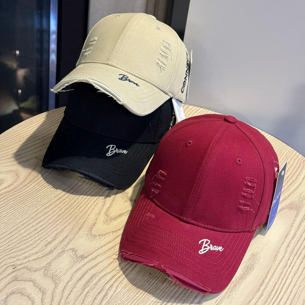 Korean-style large head circumference hard-brim baseball cap for women that makes the face look smaller, casual and versatile, with distressed