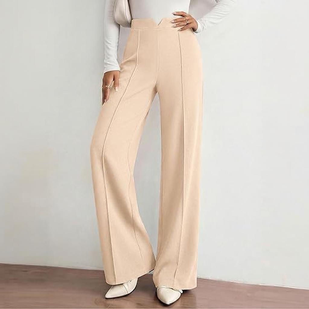 Women's High Waist Casual Color Wide Leg Dress Pants with Loose Fit