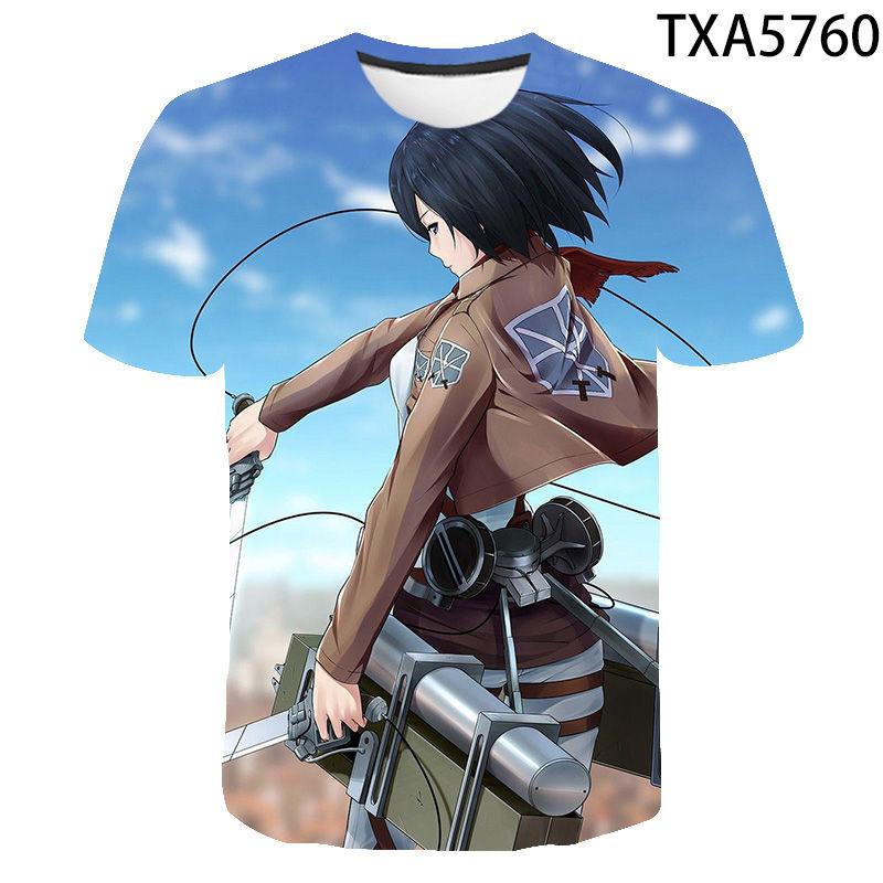 Attack on Titan 3D Pattern T-Shirt for Anime Fans, Stylish Cartoon Tops, Lightweight Polyester Casual Streetwear Clothes
