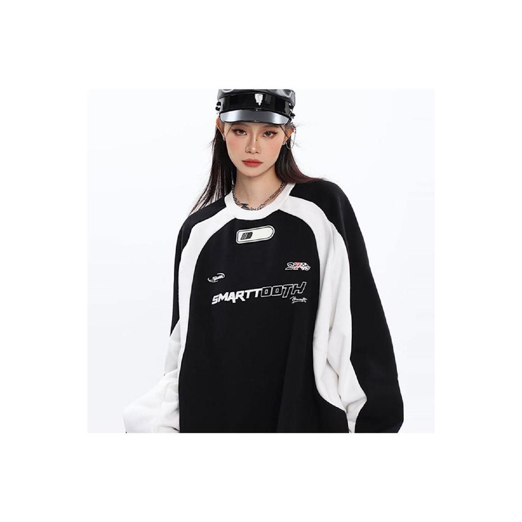 Y2k Streetwear Smarttooth Printed Black Unisex Oversize Crewneck Sweatshirt
