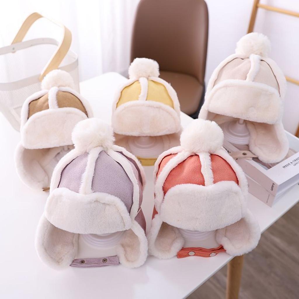 Ear Flap Ushanka Hat for Little Girl Boy Ear Protective Trapper Hat Windproof Winter Warm Hat for Kids Outdoor Activity