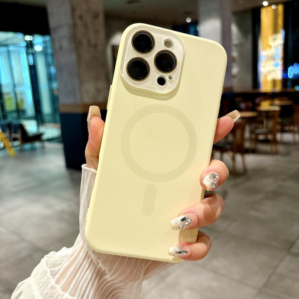 Liquid Silicone Magnetic For Magsafe Phone Case For iPhone 16 15 14 13 12 11 Pro Max Plus Crystal Lens Protect Soft Cover