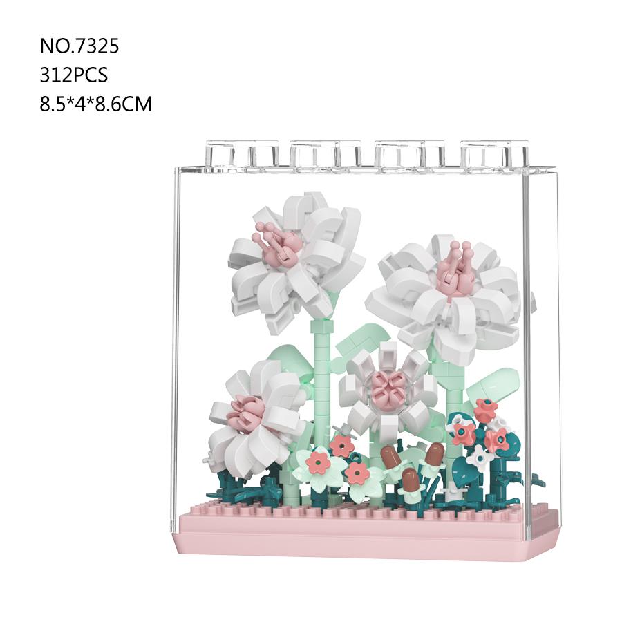 Non-Toxic Eternal Flower Diy Builidng Blocks Plastic Flowers Blocks Children Toys Sunflower Carnation New Year Decorations