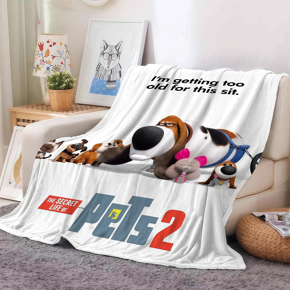 Cute Movies THE S-SECRET L-LIFE OF P-PETS Blanket Warm And Soft Suitable For Bedroom Living Room Sofa Bed Office Travel Camping