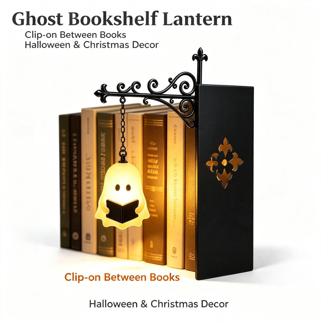 Halloween Themed Warm Night Lights Bookend Shelf Lamp Book Stopper for Office Reading Room Desk Decoration Reader Gift