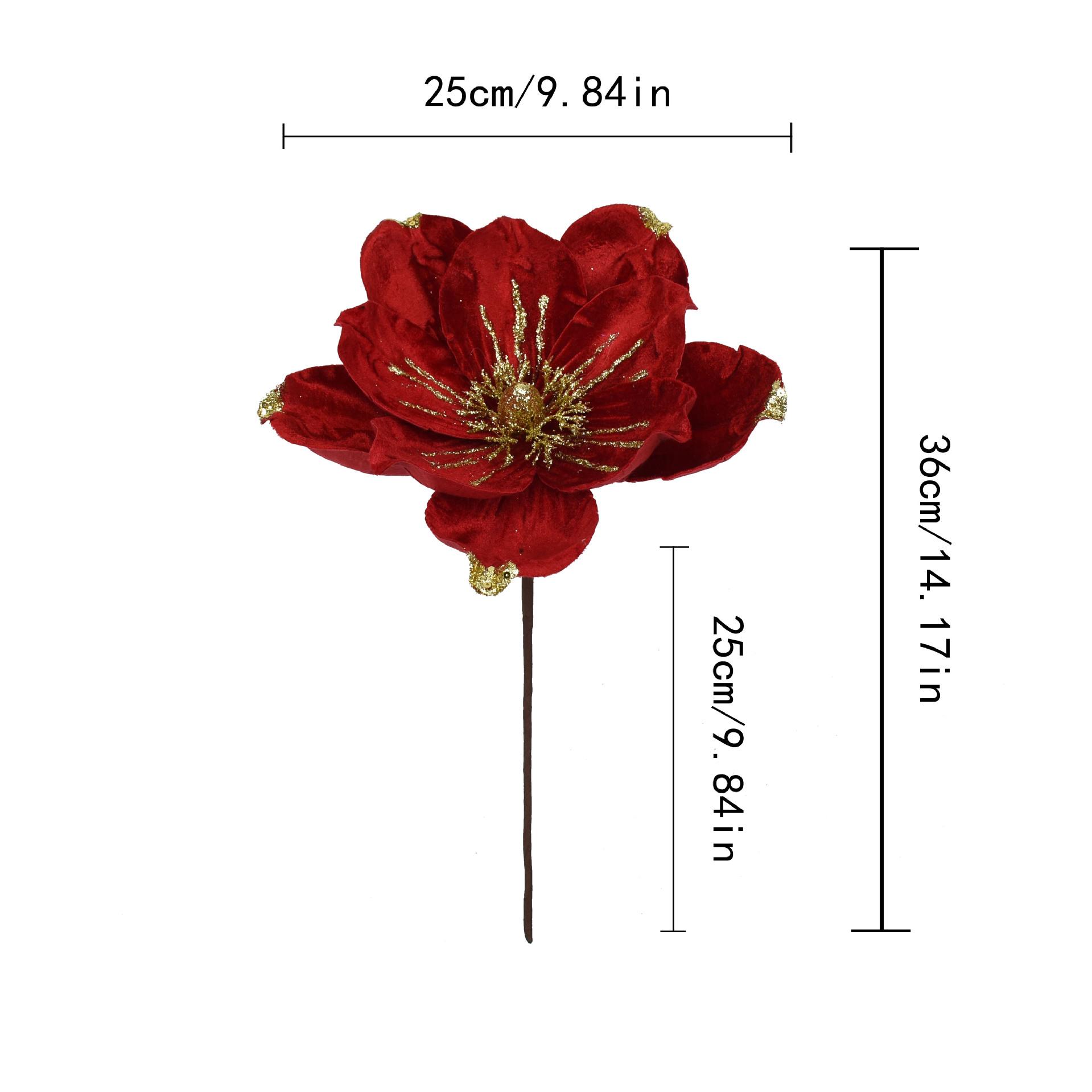

36cm High-end Glitter Artificial Christmas Flowers Xmas Tree Ornaments Christmas Tree Hang Flower Ornament 2026 New Year Decor красный