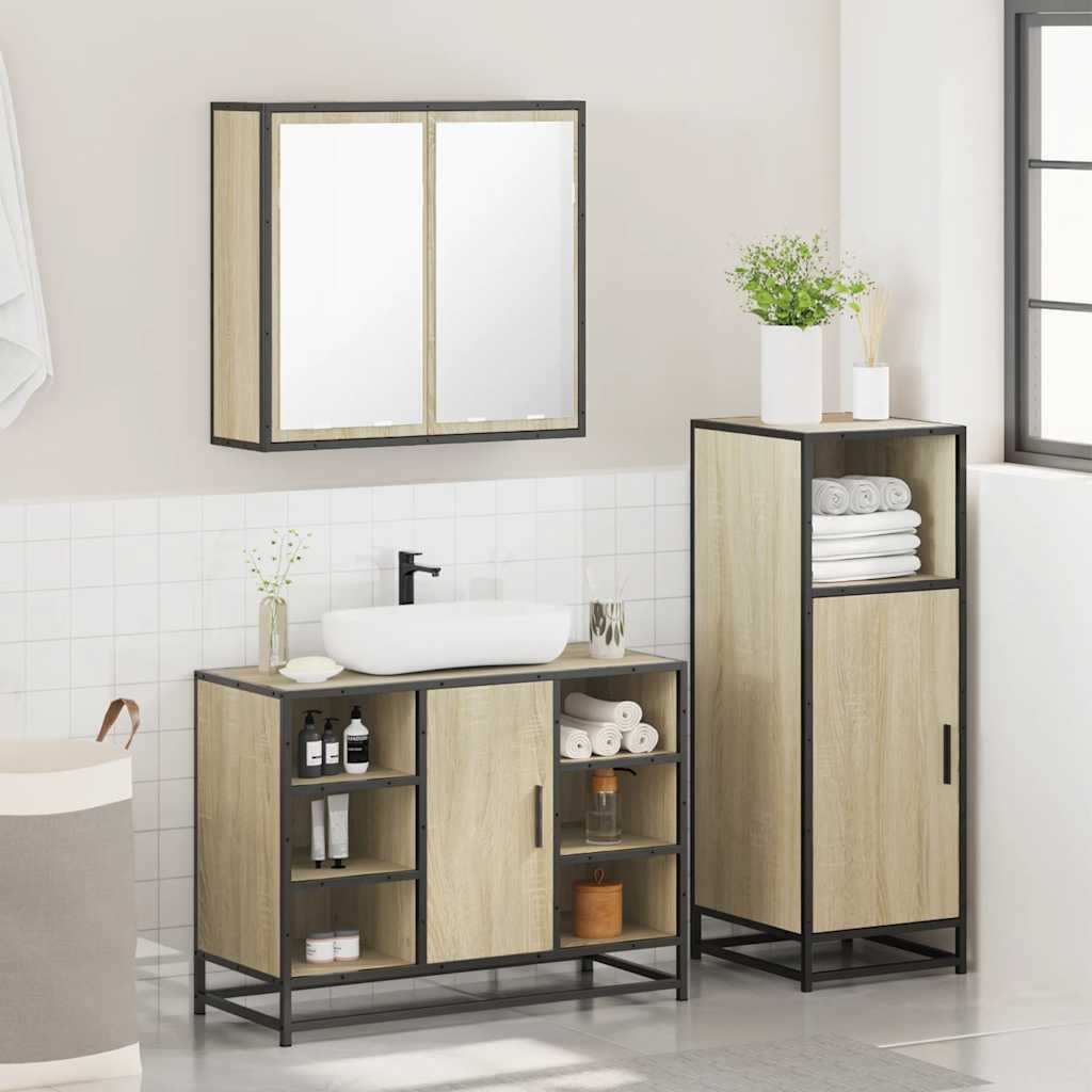 3 piece bathroom furniture set in Sonoma oak melamine faced board