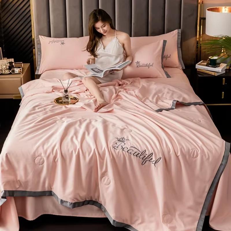 Summer Washed Silk Quilt,Cooling Air Conditioning Blanket,Cotton Thin Air-conditioning Comforter Soft Office Nap Blanket
